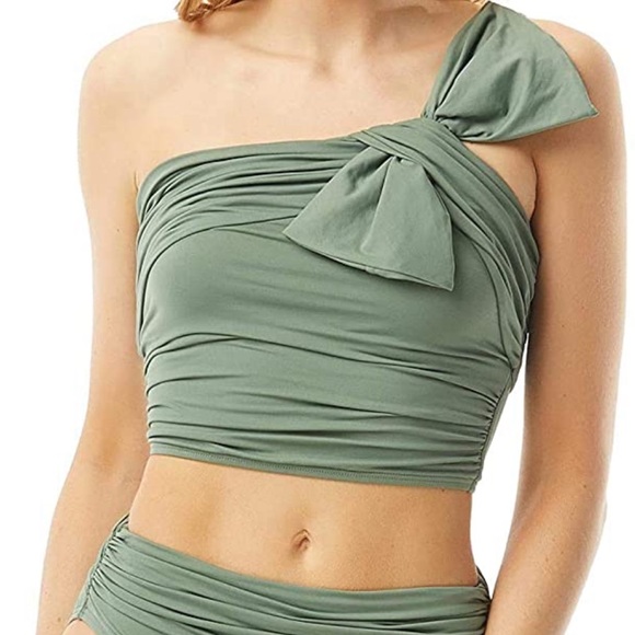 Carmen Marc Valvo Other - Carmen Marc Valvo One Shoulder Cropped Bikini Swim Top Desert Sage Green Small
